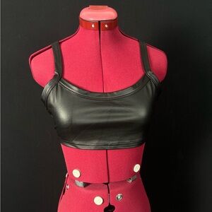 Black Faux Leather Crop Top